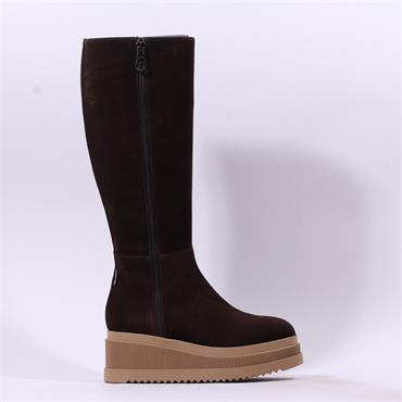 Marco Moreo Stockholm Side Zip Knee High - Brown Suede